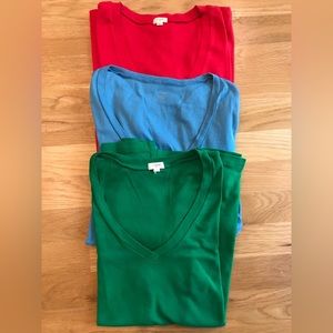 Lot of 3 J. Crew Cotton V-Neck T-Shirts, Sz M